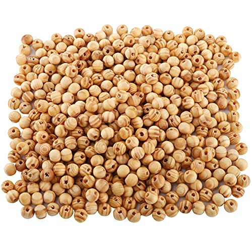 Foraineam 1000pcs Natural Wooden Beads, 8mm Round Polished Loose Beads for DIY Handmade Craft Macrame Bracelet Necklace Jewelry Making Foraineam