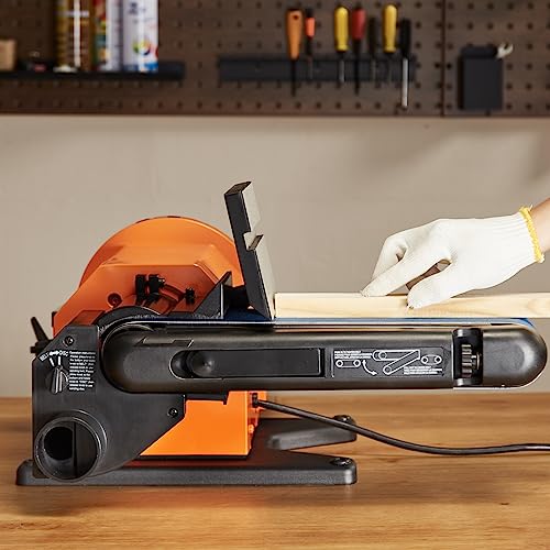 VEVOR Professional Belt Sander, 8" Disc Sander and 4 x 36 in. Belt Sander with 5A Induction Motor Cast Aluminum Worktable for Woodworking, VEVOR