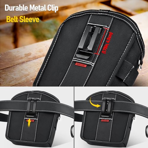 SOGCASE Tool Pouch Nails Screws Bag with Belt Clip (XL, Black) SOGCASE