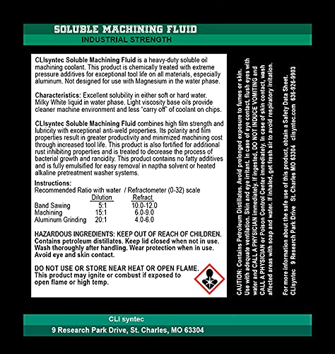 Premium Soluble Machining Fluid - 128 FL. OZ. (1 Gallon) Non-Chlorinated CLIsyntec