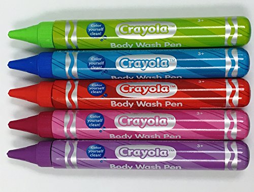 Crayola Crayon Kids Body Wash Pen Tubes Fun Colored and Scented Set of 5 Crayola