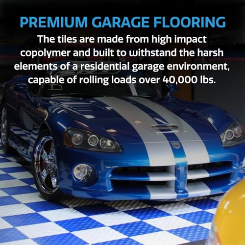 Big Floors GarageTrac Diamond, Durable Copolymer Interlocking Modular Non-Slip Garage Flooring Tile (48 Pack), Alloy Big Floors