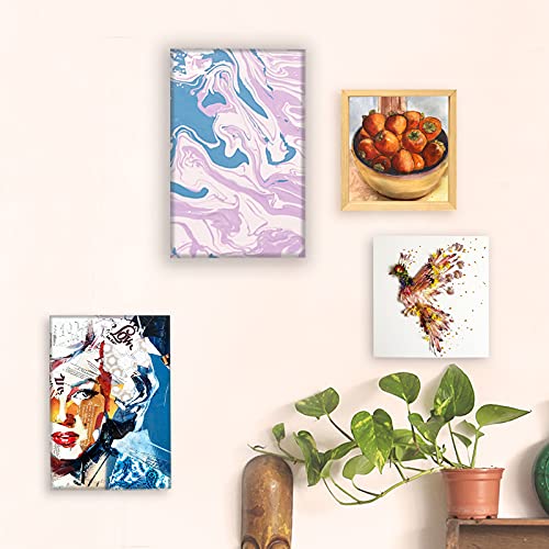 Unfinished Wood Boards Canvas for Painting, 5 Packs 3/4’’ Deep Cupohus 4’’ x 4’’ Wooden Cradled Panels for Pouring Art, Crfats, Paints and More Cupohus