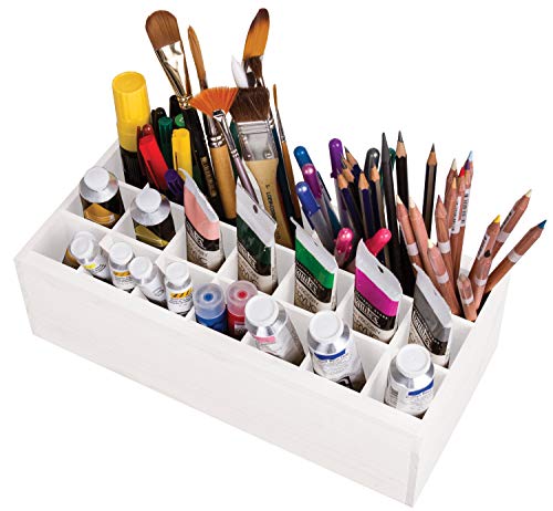 ArtBin 6828AG Paint Storage Tray, Art & Craft Supply Storage, Super Satchel System Accessory, Wall Mountable 21 Compartment Paint Organizer, White ArtBin