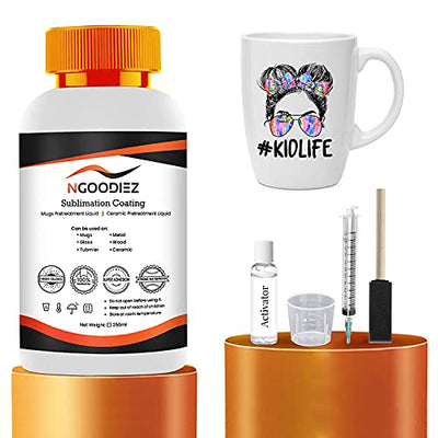 NGOODIEZ Sublimation Coating for Mugs, Ceramic Mugs, Metal Mug, Wood, Glass, Phone Case, Leather, Tumbler - Sublimation Supplies with High Gloss