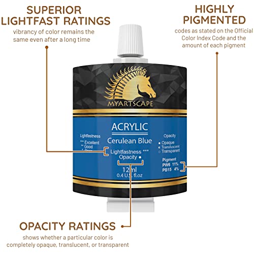 MyArtscape Acrylic Paint Set - 12 x 12ml Tubes - Lightfast - Heavy Body MyArtscape