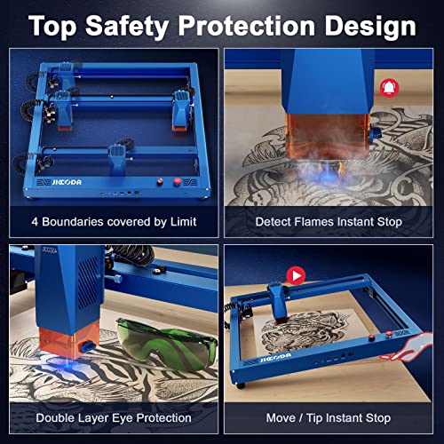 10W Output Laser Engraving Machine, JICCODA L1 High Accuracy 0.05 * 0.1mm Compressed Spot Laser Cutter Mini CNC Machine with 5.0 Bluetooth Technology JICCODA