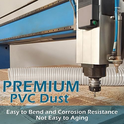 2-1/2" x 10' Heavy PVC Dust Collection Hose, Puncture Resistant PVC Dust Collection Hose, Flexible Clear PVC Fume Collection Hose with Carbon Steel Qucship
