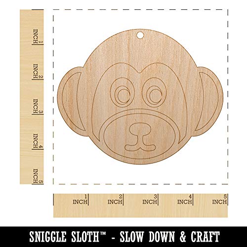 Cute Monkey Face Unfinished Craft Wood Holiday Christmas Tree DIY Pre-Drilled Ornament Sniggle Sloth