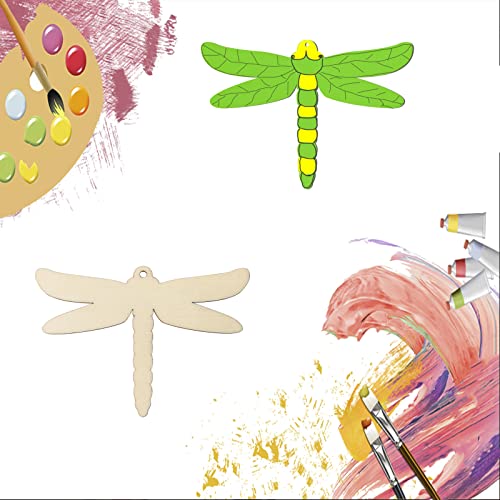 Insect Wooden Blank Dragonfly Shape Wood with Twines Art Unfinished Ornaments for Christmas Wedding Birthday Party Thanksgiving Day Decoration 20Pcs. Zontween