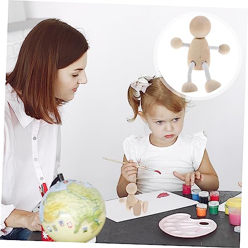 4pcs Wooden Doll Pegs Unfinished Wooden Doll Wood Peg Dolls Doll Pegs DIY Peg Dolls Unfinished Dolls Pegs Graffiti Wooden Doll Blank Peg Dolls Common Ciieeo