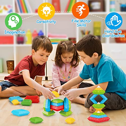 Tsomtto Montessori Toys for 2 3 4 5 Year Old Boys Girls Toddler 1-3 Preschool Learning 30 Pcs Stacking Building Blocks STEM Stackable Educational Toy Tsomtto