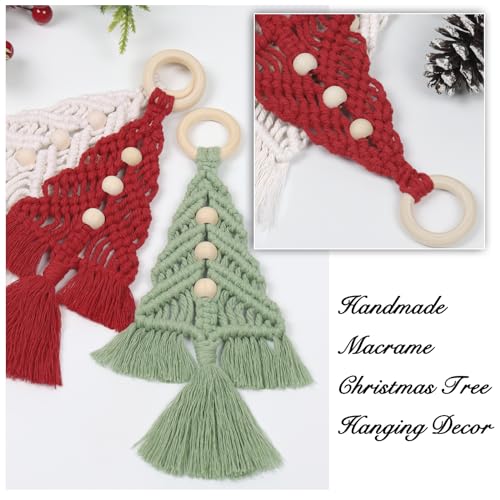 Dremisland Christmas Tree Decoration 3 Set Macrame Christmas Tree Decorative Hanging Ornaments Assembled Macrame Kits Boho Wall Hanging Decor for Dremisland