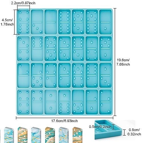 Domino Resin Molds, Domino Molds for Resin Casting, Professional Dominos Molds for Epoxy Resin, Domino Molds Set 28 Cavities, Sturdy Silicone Molds Diueoly