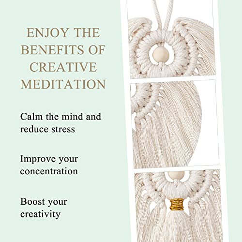 FREEBLOSS 3 Set DIY Macrame Angel Kit Angel Hanging Ornament Boho Macrame Wall Hanging Decor Macrame DIY Kit Gift for Mom Girls FREEBLOSS