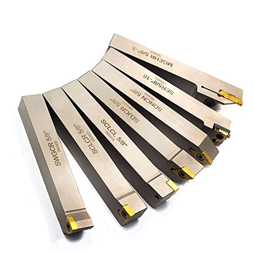 OSCARBIDE 5/8"Shank Nickel Plated Indexable Lathe Turning Tool Holder 7 Pieces/Set,Heavy-Duty CNC Metal Lathe CuttingTools for Turning Grooving OSCARBIDE