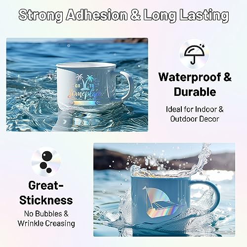 JAVIGA Holographic Silver Permanent Vinyl, 12" x 6FT Adhesive Vinyl Roll for All Cutting Machine, Cricut, Silhouette, Cameo Cutters, Home Outdoor JAVIGA