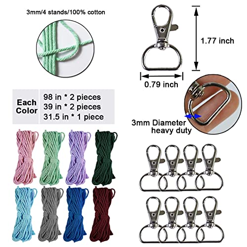 Adult DIY Craft Keychain Making Kit Boho Macrame Keychain Kit Includes Key Rings Precut Macrame Cord Instructions to Make Cute Keychains and Lanyards Ewparts