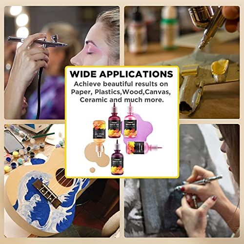XDOVET Airbrush Paint, 28 Colors Airbrush Paint Set (30 ml/1 oz), Ready to Spray, Opaque & Neon Colors, Water-Based, Premium Acrylic Airbrush Paint XDOVET