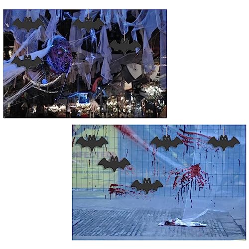 Unfinished Flying Bats Wood Bats Shaped DIY Wood Halloween Blank Wood with Twines Art Unfinished Ornaments for Halloween Christmas Wedding Birthday Zontween