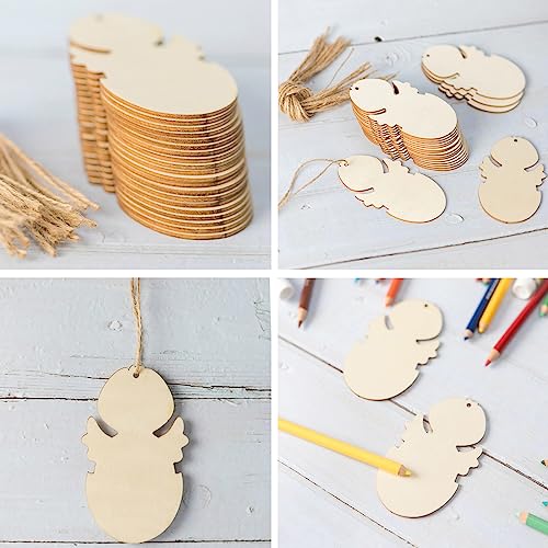 Egg Chicken Shape Wooden Easter Egg Cutouts Blank with Twines Wood Slices Ornaments for Christmas Birthday Party Happy Easter Spring Home Decor DIY Zontween