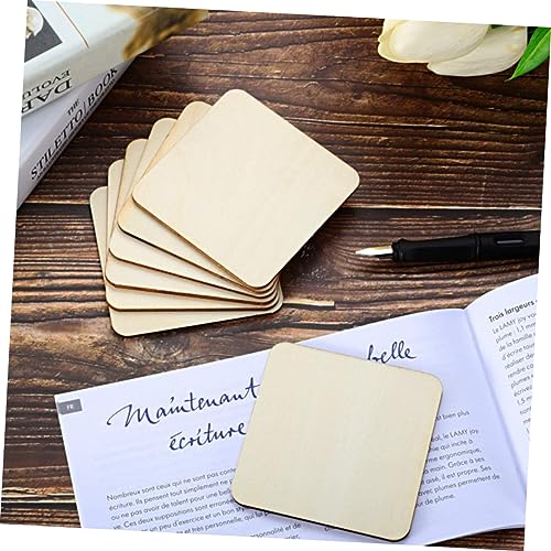 Gogogmee 50pcs Pieces Graffiti Wood Chips DIY Crafts Wood Top-Class Wood Material Wood Slices for Crafts Wood Discs Unfinished Wood Squares Blank Gogogmee
