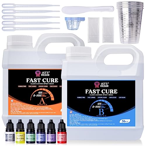 LET'S RESIN Fast Cure Epoxy Resin,Demold in 4 Hours,72OZ Upgrade Quick Drying & Cystal Clear Resin,Bubble Free Epoxy Resin for Craft,Art, Resin LET'S RESIN