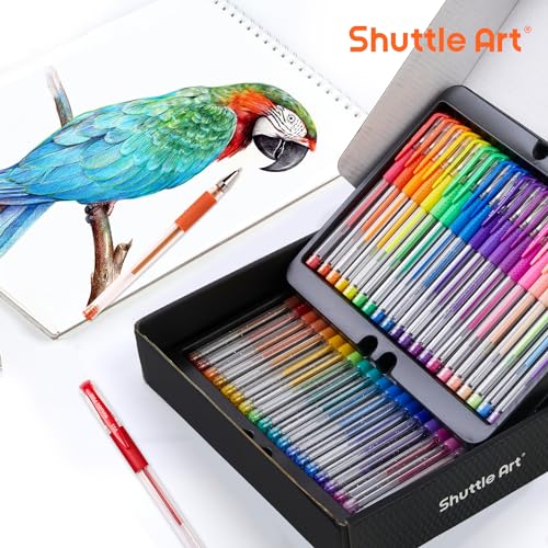 Shuttle Art Gel Pens, 120 Pack Gel Pen Set Packed in a Box, 60 Unique Colors with 60 Refills for Adults Coloring Books Drawing Doodling Crafts Shuttle Art