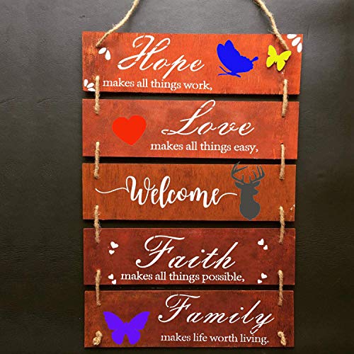 Unfinished Wood Sign Blank Rectangle Hanging Wooden Plaque DIY Craft Project Wood Sign with Rope Door Wall Art (15.7 x 4.7 x 0.2 in, 6-Pack) YOUFU