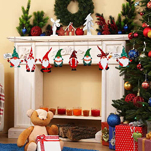 Macarrie 48 Pcs Christmas Wood Gnome Cutouts Blank Unfinished Wooden Gnome Hanging Ornaments Elf Paintable Christmas Ornaments with Rope for DIY Macarrie