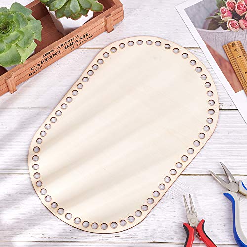 PH PandaHall Wooden Basket Bottom, 11.8 x 7.6 Inch Oval Wooden Base Shaper Blank Crochet Base for Thick Yarn DIY Knitting Basket Weaving Supplies PH PandaHall
