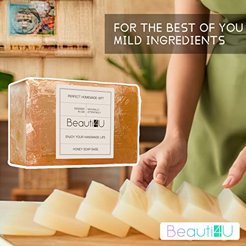 BEAUTI4U 2LB Honey Soap Base - Soap Making Supplies With Soap Making - Melt And Pour Soap Base - Melt And Pour Soap - Soap Making Supplies - Organic BEAUTI4U