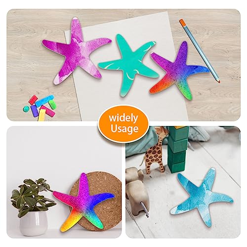 BENECREAT 3Pcs Starfish Wooden Cutouts, Unfinished Wooden Sea Animal Cutouts, Wooden Pieces for DIY Summer Beach Decor, Wooden Signs and Handmade BENECREAT