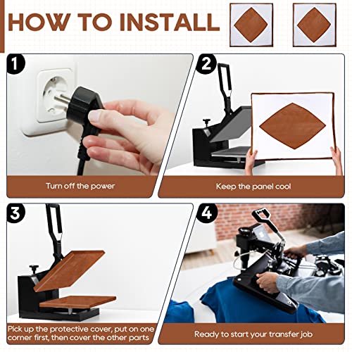 Zhengmy 2 Pcs Wrap Cover for Heat Press Platen, 15 x 15 Inch Heat Resistant Reusable Sheets Pad Mat Pillow Protector for Sublimation Heat Pressing Zhengmy