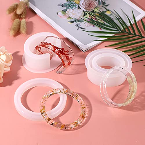 6PCS Large Bracelet Resin Molds, Gartful Round C Font Silicone Jewelry Mold for Epoxy Casting, Silicone Bangle Mold for Making DIY Crafts Supplies, 6 Gartful