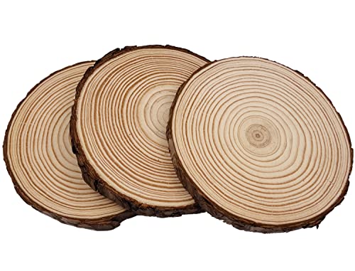 Unfinished Natural with Tree Bark Wood Slices 9 Pcs 5.1-5.5inch Disc Coasters Wood Coaster Pieces Craft Wood kit Circles Crafts Christmas Ornaments William Craft