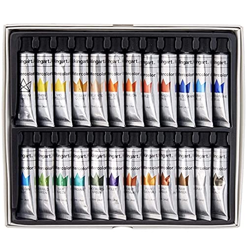 KINGART Watercolor Paint, 12ml Tubes, Set of 24 KINGART