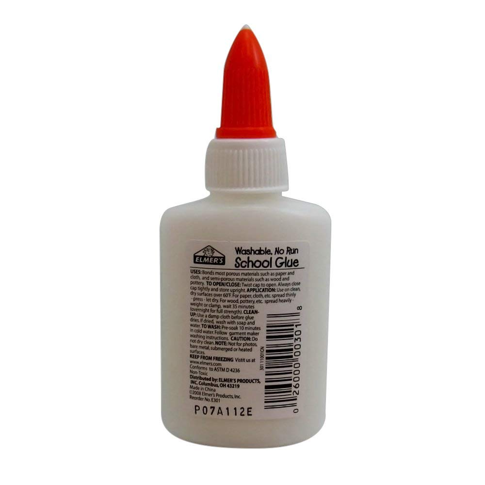 Elmer's E301 School Glue, Washable No-Run, 1.25 Ounces (Pack of 12) Elmer's