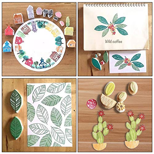 Hakkin 26Pcs Rubber Stamp Making Kit, Block Printing Starter Tool Kit, Linoleum Cutter with 6 Type Blades, Rubber Carving Block, Tracing Paper, Hakkin