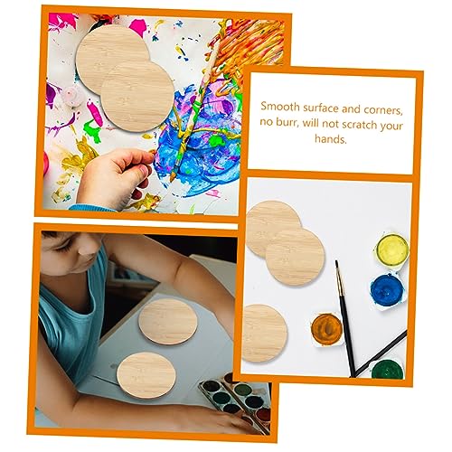 Tofficu 10pcs Round Bamboo Unfinished Circle Premium Unfinished Slices Painting Circle Unfinished Bamboo Chips Bamboo Slices DIY Hanging Tags Kids Tofficu