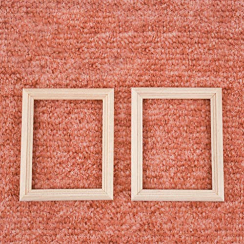 Exceart 6Pcs 1/12 Wood Dollhouse Furniture Unfinished Mini Photo Frame Artificial Miniature Scene Model DIY Wall Art Painting Toys for Nursery Room EXCEART