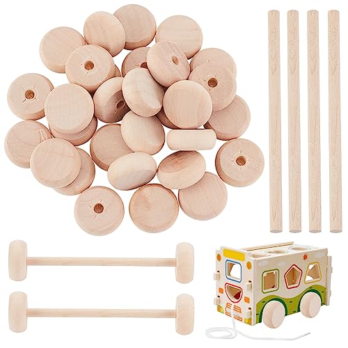  OLYCRAFT 16pcs Wood Craft Wheels 1.9 Inch Unfinished