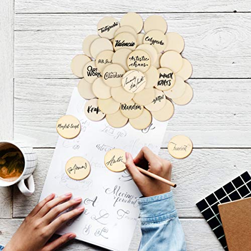 SEWACC Unfinished Wood Circle 100pcs 32mm Wooden Discs Round Wooden Pieces Wooden Cutouts Ornaments DIY Crafts for Art Crafts Project Home SEWACC