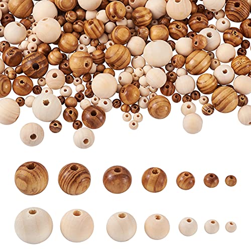 Pandahall 1010pcs Unfinished Wood Round Beads Natural Wood Loose Ball Beads for DIY Craft Jewelry Making Christmas Tree Home Decor PH PandaHall