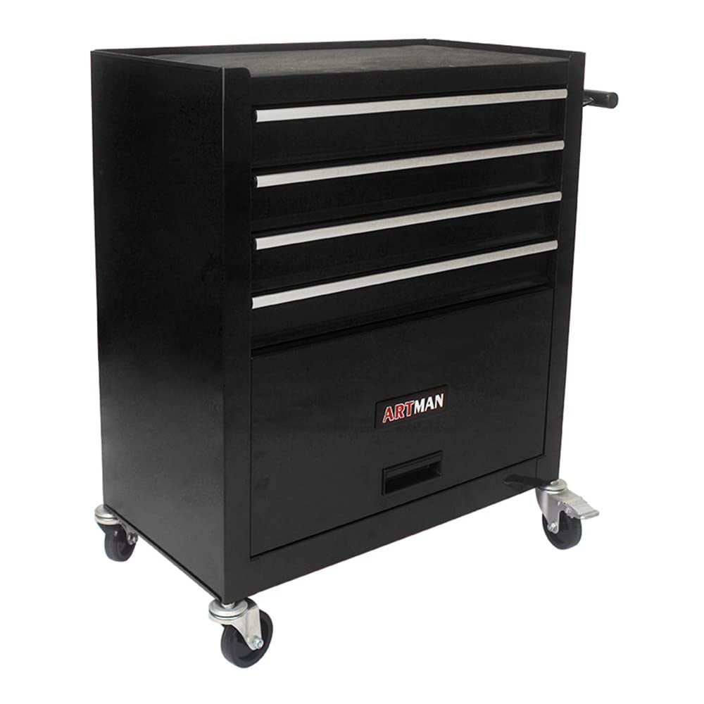 SEHAONOHOME 4 Drawers Rolling Tool Chest Cabinet with Wheels, Tool Storage Cabinet and Tool Box Organizer for Garage Warehouse Workshop, Black SEHAONOHOME