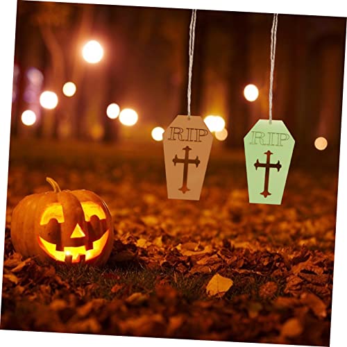 Happyyami 50pcs Ghost Festival Sign Unfinished Wood Chips Unfinished Wood Cutout Halloween Coffin Cutoutcs Halloween Coffin Slices Rip Coffin Wood Happyyami