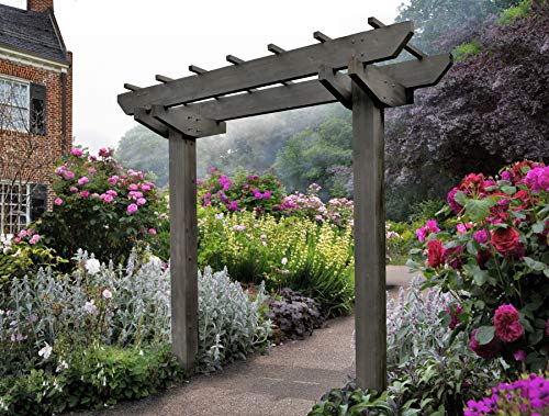 Vita Charcoal Grey Wildwood Cedar Two Post Arbor, 72 inch W x 90 inch H, FSC, Gray, VA68896 New England Arbors