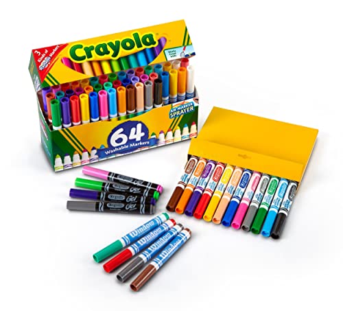 Crayola Washable Marker Set, School Supplies, Gel, Window, Broad Line Markers, 64ct Crayola