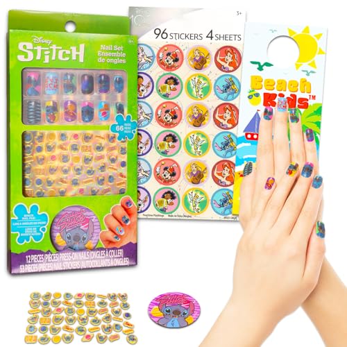 Stitch Nail Art Set - Bundle with Lilo and Stitch Nail Art Kit and Disney 100th Stickers for Party Supplies, Goodie Bags, and More Lilo and Stitch