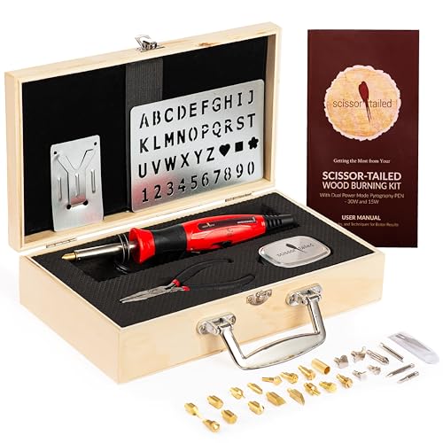 Premium Wood Burning Kit 43PCS, Dual Power Mode Wood Burner Pen Tool with 36Tips & Accessories All In A Wood Storage Case - Complete Gift For An Scissor-Tailed